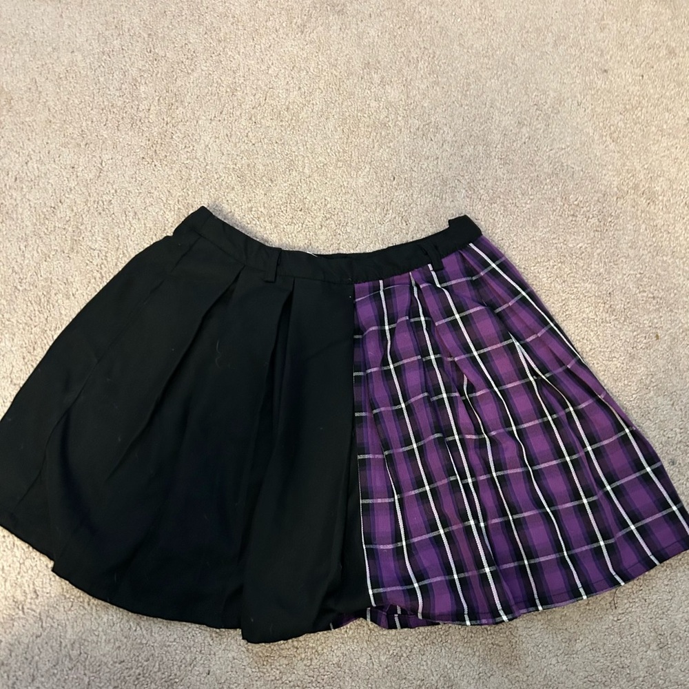Black and purple plaid skirt